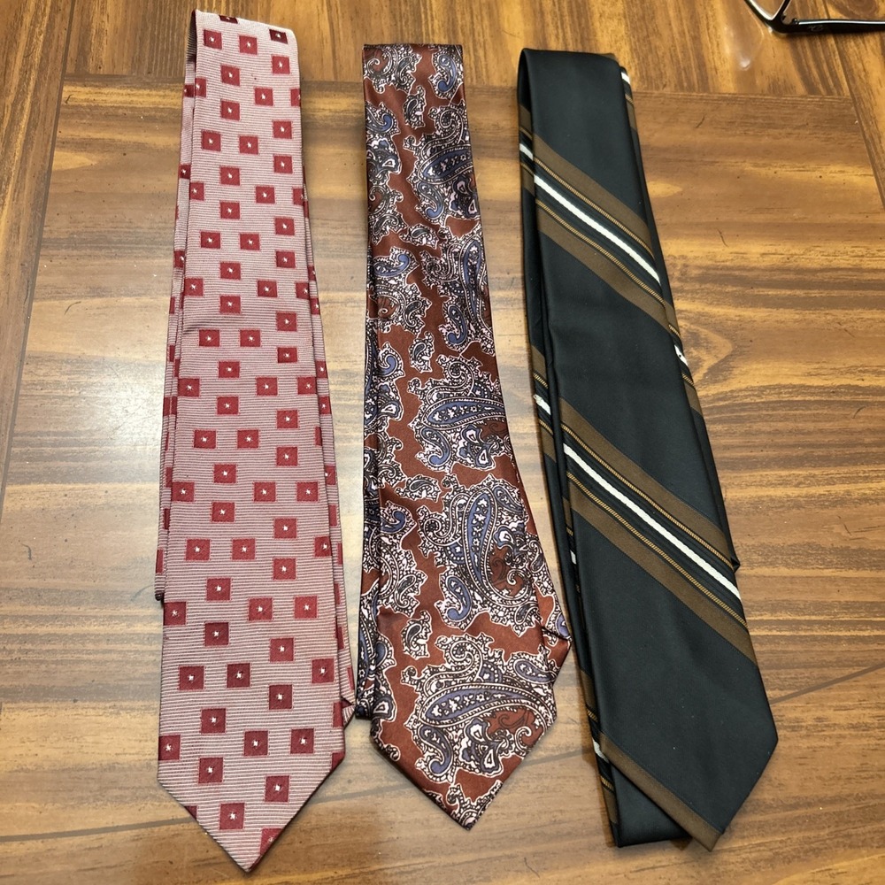 Vintage Neckties Lot 3 Thin Striped Prints 2 1/2 Inch